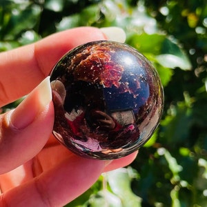 Red Garnet Crystal Sphere (135.2G) Tumbled Red Garnet Stone, Gemstone Garnet Polished Crystal, LARGE Red Wine Garnet Natural Dark