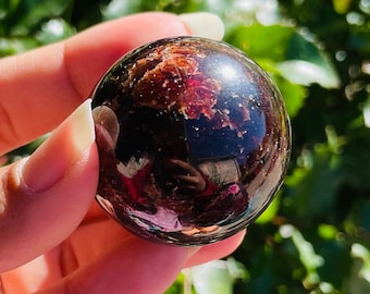 Red Garnet Crystal Sphere: Polished Gemstone (38MM, 135.2G)