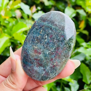 Ruby Kyanite Crystal: Faceted Semi Rough Tumbled Gemstone (130.8G)
