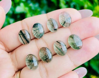 天然　グリーンルチル　クォーツ ビーズブレスレット 天然シャトヤンシーグリーンルチルクォーツビーズブレスレット、未処理