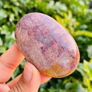 OCEAN JASPER Crystal (75.2G) Jasper Palm Stone Crystal Tumbled Sea Jasper Green Red Mini Natural Jasper Crystal Gemstone 75grams