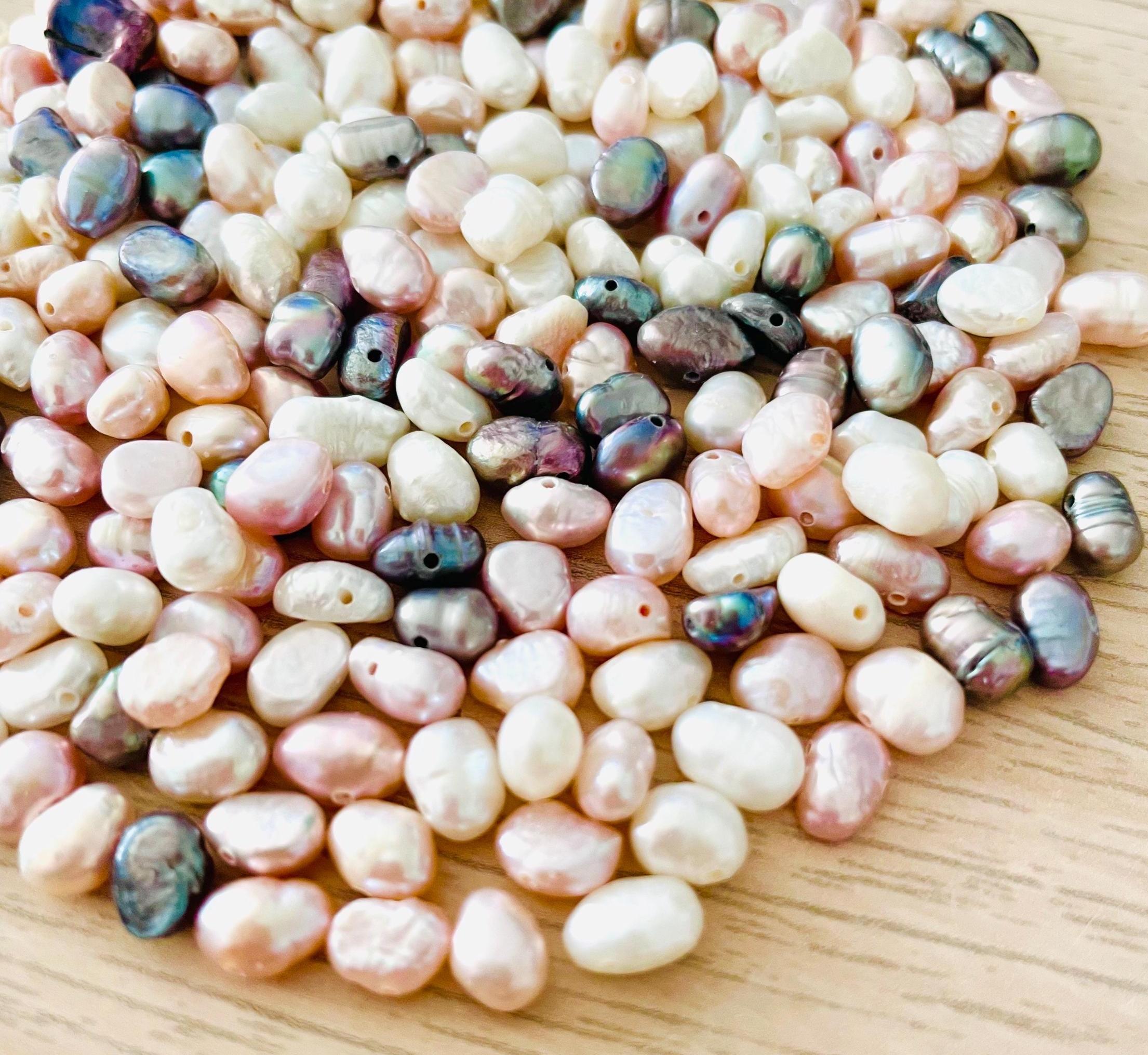 Pastel Pearl Bead Soup Mixed Crystals: Natural Pearl Beads Drilled Mini ...