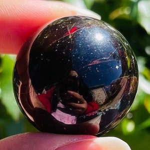 Red Garnet Crystal Sphere (62.5G) Tumbled Red Garnet Stone, Gemstone Garnet Polished Crystal, LARGE Red Wine Garnet Natural Dark