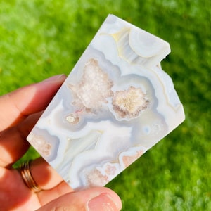 Flower Agate Free Form Point: Purple, Blue, and Gray Crystal (#149)