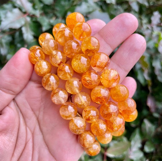 Golden Healer Quartz Crystal Bracelet: Natural Gold Orange Gemstone