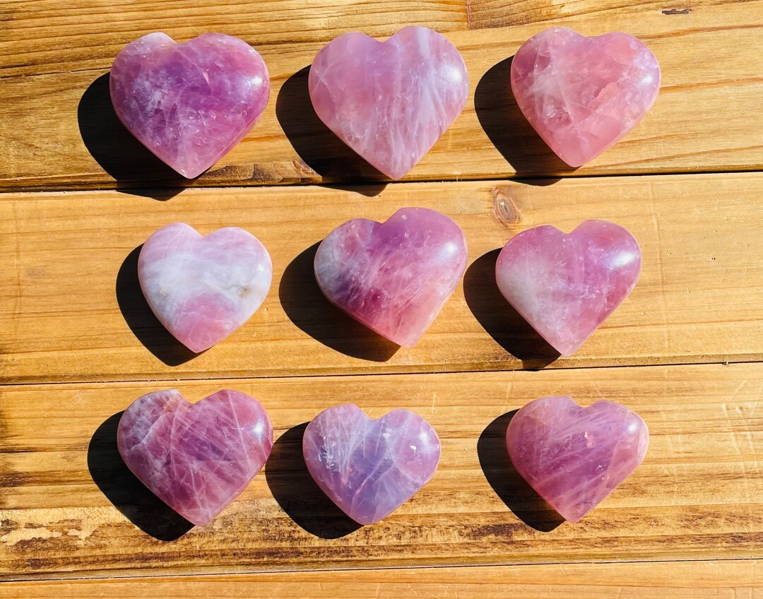Lavender Rose Quartz Heart 1 Lavender Rose Quartz Crystal Puffy