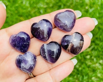 Mini cristal de corazón de amatista: piedra preciosa natural (20 mm)