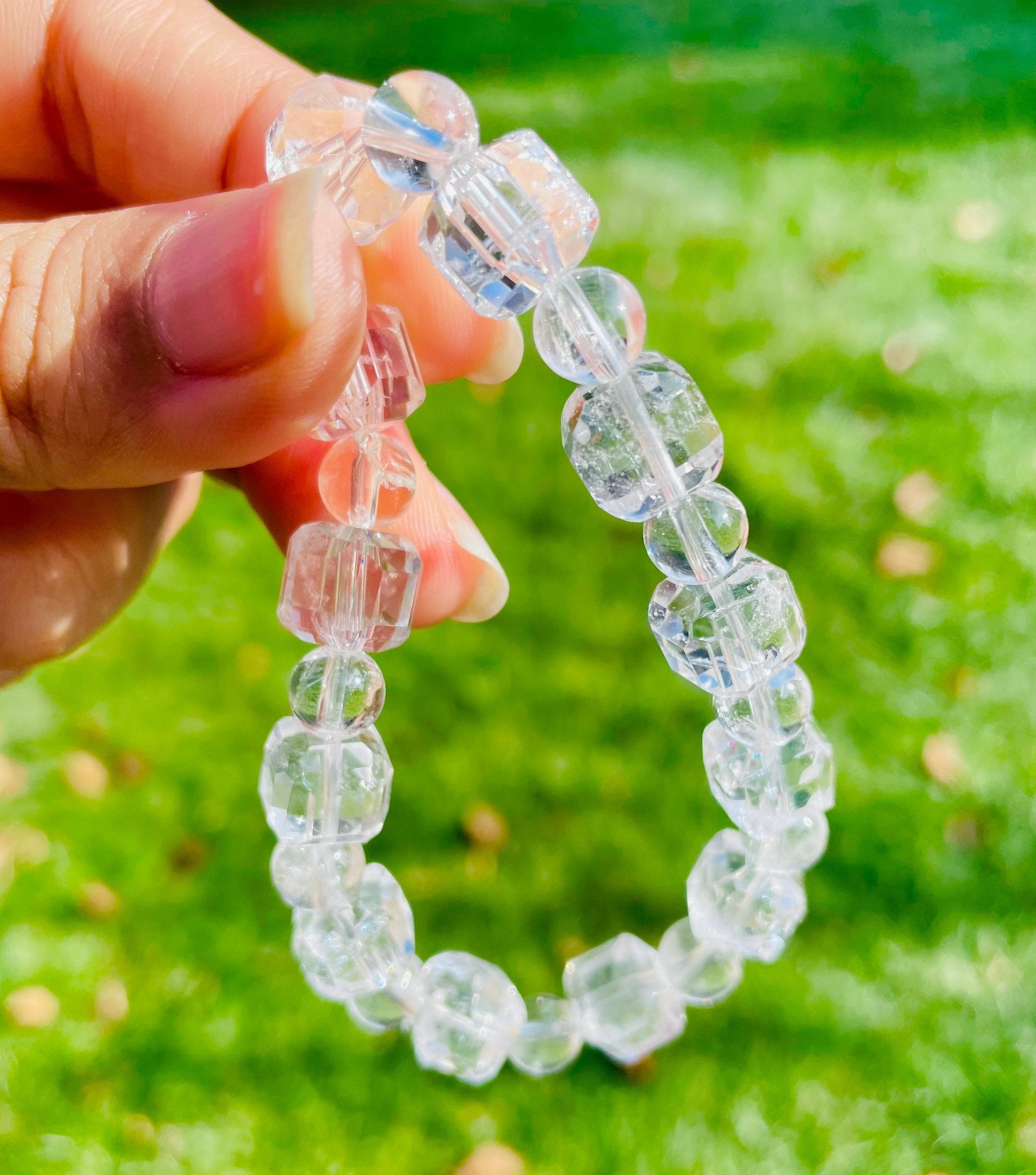 Clear Quartz Cube Bracelet (1) One Natural Cube Quartz