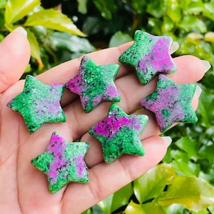 Rubin Zoisit Kristall Stern: Pink & Grün Edelstein (18-25 mm)