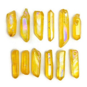 Yellow Angel Aura Quartz (1) One Yellow Gold Rainbow Angel Aura Quartz Crystal, Aura Crystal Quartz Point