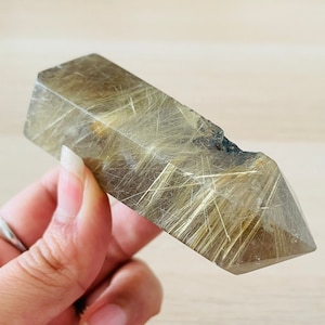 Rutilated Quartz Crystal Point: Golden Gemstone Tower (140G)