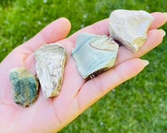 Raw Ocean Jasper Crystal (1) Rough Ocean Jasper Stone, Green Cream White Gray Raw Crystals Rough Stones Natural Gemstone