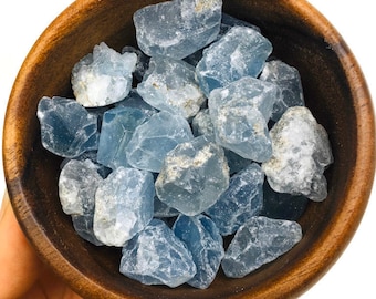 Raw Celestite Crystal Lot (100G): Mini Rough Blue Celestine Gemstones