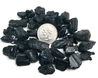 Raw Black Tourmaline Crystal Lot (100G): Rough Stone Pieces