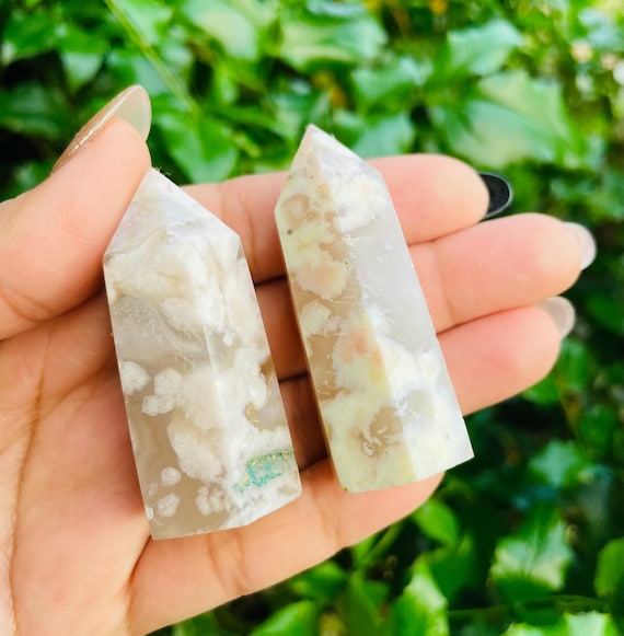 Mini Flower Agate Point: Cherry Blossom Crystal Tower (35-60mm - Etsy