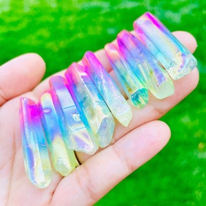 Angel Aura Quartz Crystal (1) Pastel Rainbow Aura Quartz Point, ONE Crystal Rainbow Aura Crystal Gemstone
