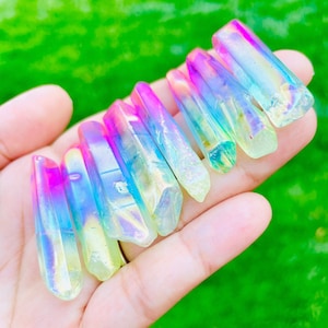 Angel Aura Quartz Crystal (1) Pastel Rainbow Aura Quartz Point, ONE Crystal Rainbow Aura Crystal Gemstone