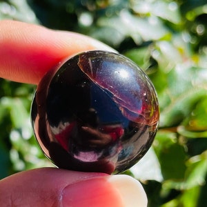 Red Garnet Crystal Sphere (59.8G) Tumbled Red Garnet Stone, Gemstone Garnet Polished Crystal, LARGE Red Wine Garnet Natural Dark
