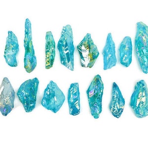 Rough Angel Aura Quartz Point (1) Aquamarine BLUE Angel Aura Quartz Crystal, Rainbow Raw Aura Quartz Crystal, Aquamarine Small Crystal Point