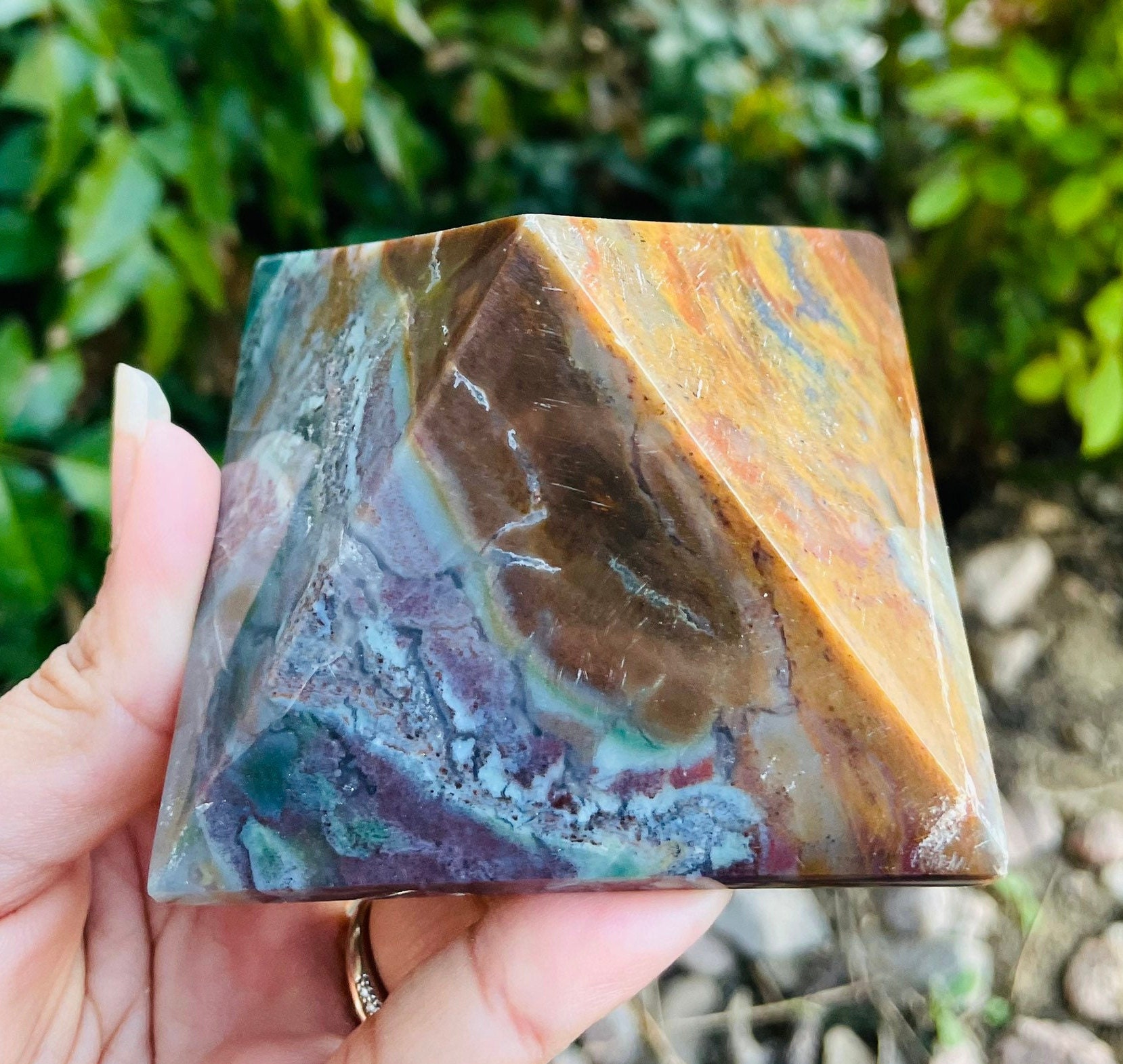 Ocean Jasper Crystal Pyramid: Natural Tumbled Gemstone (333G) - Etsy