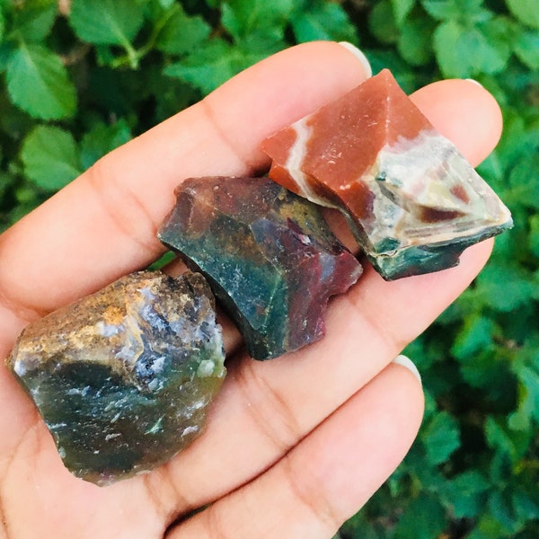 Raw Bloodstone Crystal (1) One Rough Bloodstone, Natural Heliotrope Green Red Brown Jasper, High Quality Blood Stone