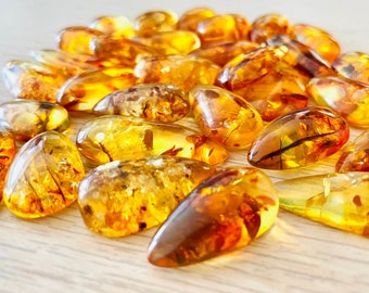 Polished Amber Teardrop Crystal: Cognac Brown Gemstone (20-30mm)