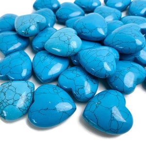 Blue Howlite Crystal Heart: Tumbled Polished Gemstone (25mm)