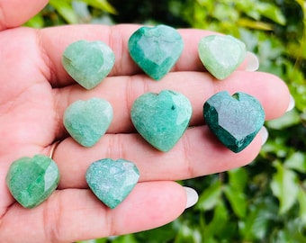 Light Green Emerald Crystal Heart: Mini Carved Gemstone (12-16mm)