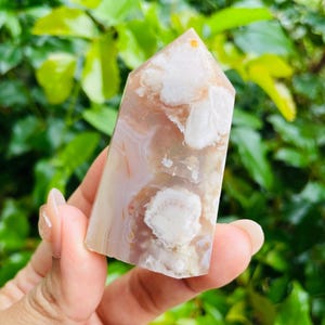 Flower Agate Point (57.9G) Small Flower Agate Crystal Tower, Beautiful Natural Cherry Blossom Agate