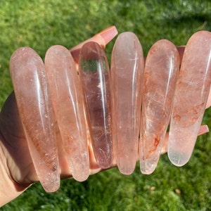 Red Fire Quartz Crystal Wand: Polished Stone Point (50-80 MM)