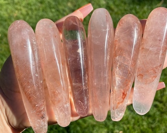 Fire Quartz Wand (1) Pink Fire Quartz Crystal Wand, Smooth Crystal Point, Red Fire Quartz