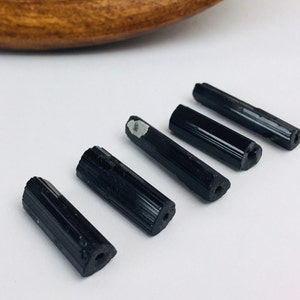 Tourmaline Crystal (BTS6) Raw Tourmaline, Black Tourmaline, Rough Tourmaline Schorl, Stick Bar, Tourmaline Stone drilled Gemstone Lot