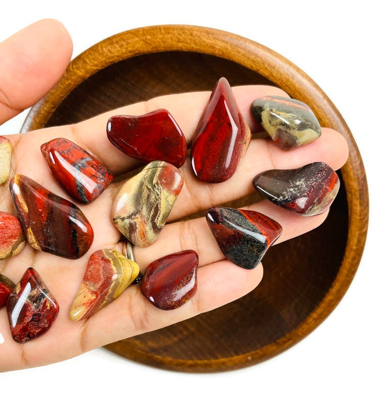 レッドジャスパータンブルストーン：研磨された宝石の結晶（3） - Etsy