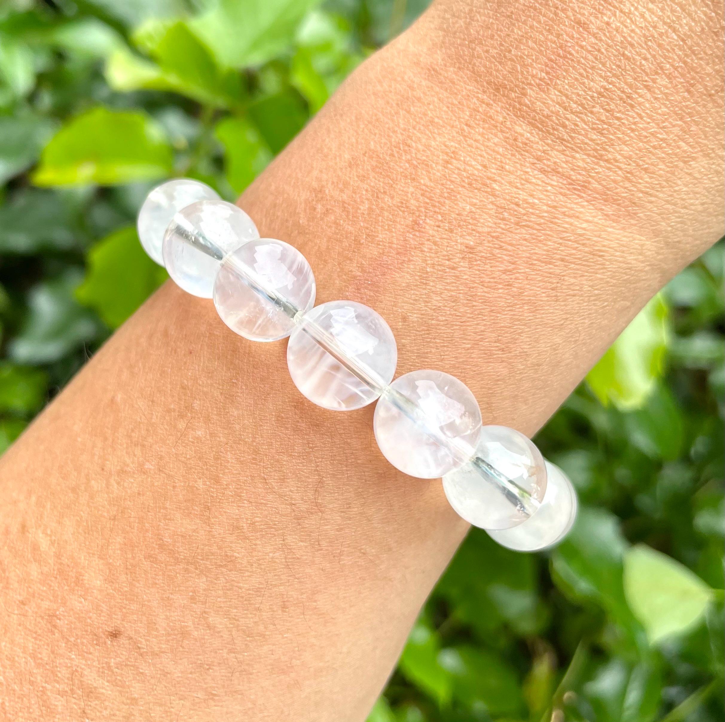 Angel Feather Quartz Crystal Bracelet: XL Gemstone, Blue Needle - Etsy