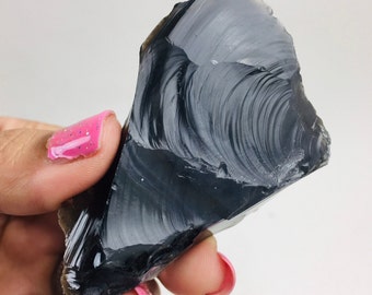 Obsidiana en bruto - Cristales en bruto (1) Obsidiana en bruto - Obsidiana negra - Cristal de obsidiana - Piedra de obsidiana grande (46 g)