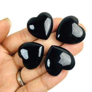 Obsidian Heart (1) Black Obsidian Crystal Carved Heart Stone TUMBLED Volcano Glass Natural Gemstone Polished ARGENTINA