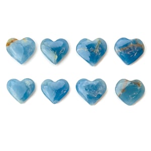 Blue Onyx Crystal Heart (1) Blue Onyx Tumbled Stone (One) Shiny Polished Natural Gemstone Heart, Lemurian Aquatine Calcite Stone