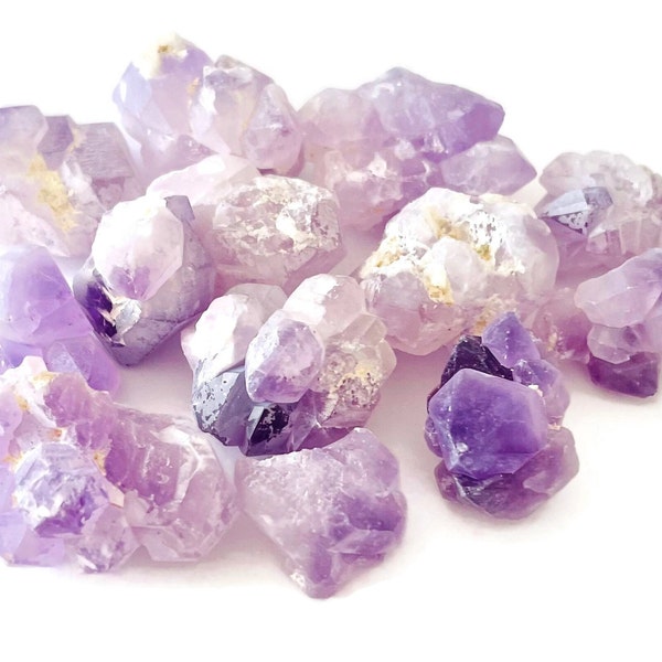 Raw Amethyst Crystal Clusters (100G) Small FROSTED Amethyst Crystal Lot (Mini Purple Skeletal Quartz) Gemstone Flower Cluster Bulk Wholesale