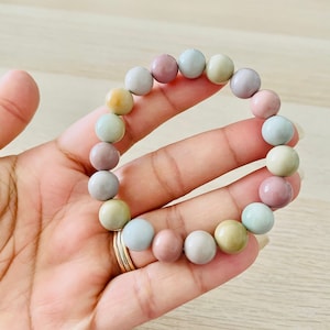 Alashan Agate Bracelet (1) One Agate Crystal Bracelet, High Quality Alashan Agate Crystal Round Bead Gemstone Bracelet
