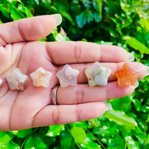 Mini Flower Agate Star Crystal (1) Small Pastel Flower Agate Star Carving, XXS Polished Flower Agate Crystal Natural Gemstone