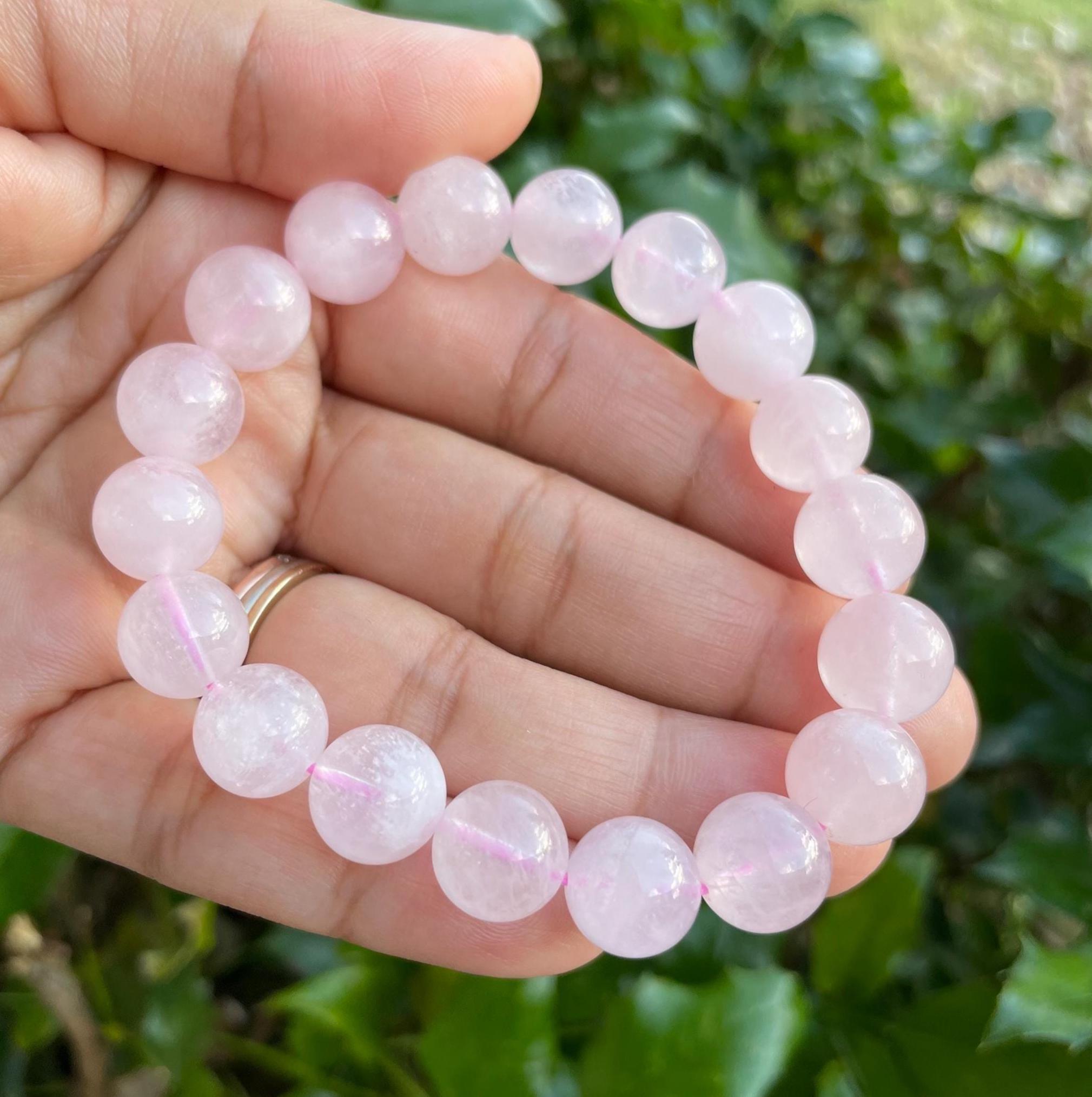 Pink Morganite Crystal Bracelet: Beaded Gemstone Jewelry - Etsy