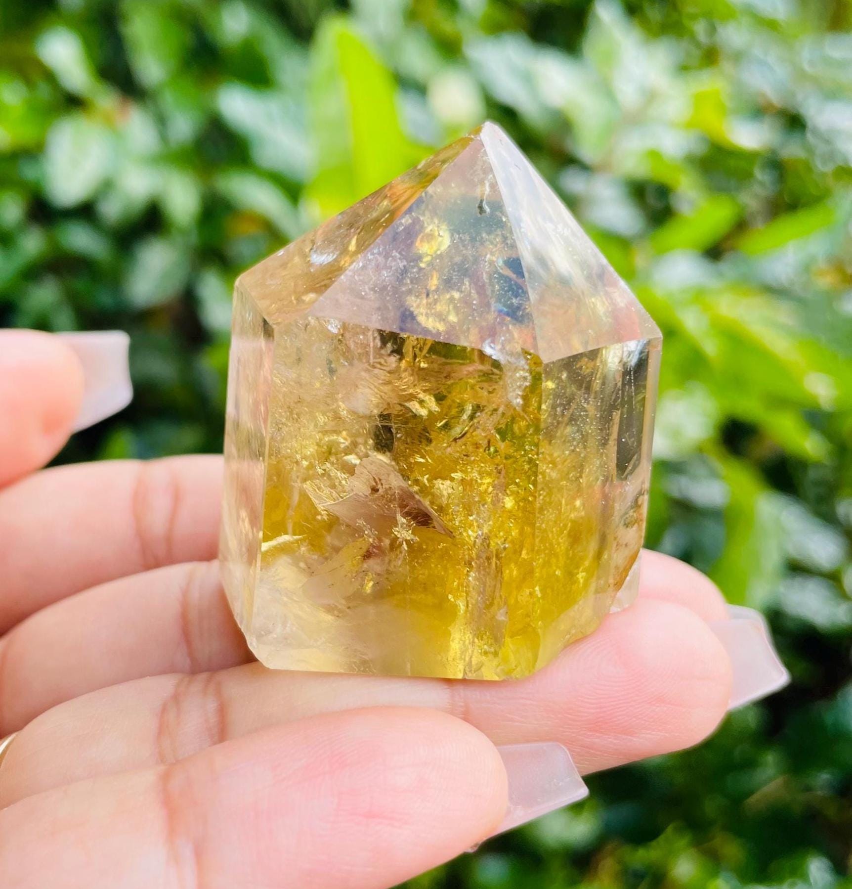 Natural Citrine Crystal Point: Yellow Quartz Obelisk Tower (78G