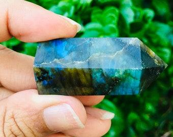 Mini Labradorite Crystal Point (1) Small Labradorite Tower, One Natural Labradorite Crystal with Iridescent Flash Rainbow Crystal Gemstone