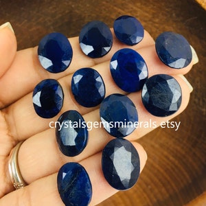 Small Blue Sapphire Crystal (1) Polished Sapphire Stone, Round Oval Cut Faceted Sapphire Crystal Cabochon, XS Sapphire Jewelry