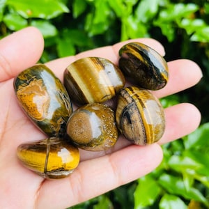 Flashy Tigers Eye Tumbled Crystal Lot : Polished Gemstone 112.7G