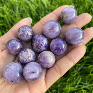 Charoite Crystal Sphere: Polished Lavender Purple Gemstone (10-30mm)