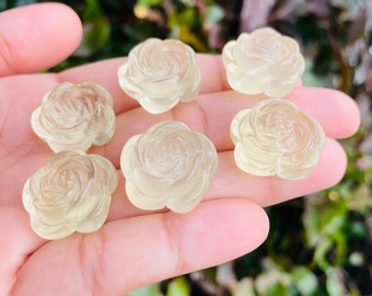 Citrine Rose (1) Natural Citrine Flower Crystal Carving, Citrine Stone Clear Yellow, Natural Citrine Crystal Gemstone, Jewelry