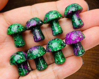 Ruby Zoisite Mushroom: Mini Tumbled Polished Crystal Gemstone