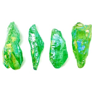 Green Aura Crystal (1) Aura Quartz Point Stone - Rainbow Gemstone Rough Crystal Wand Quartz