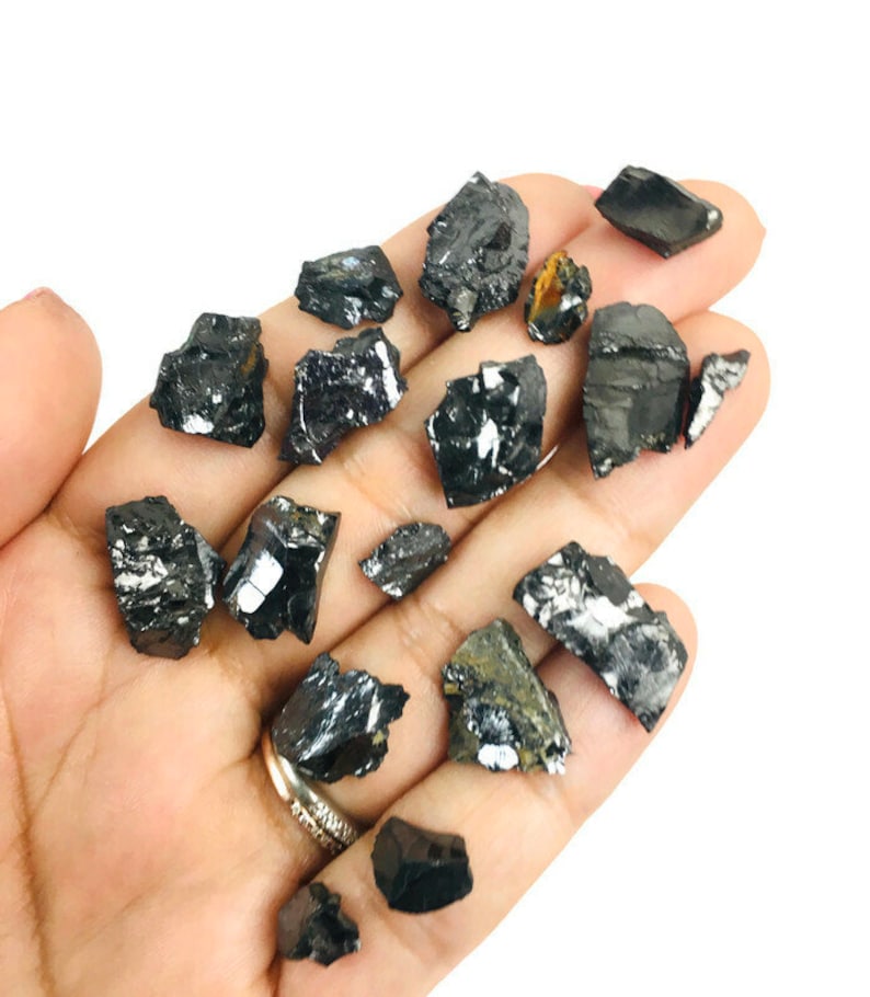 Elite Shungite 10G Small Raw Crystal Lot of Elite Shungite Stone Rough Crystal Pieces Chips image 1